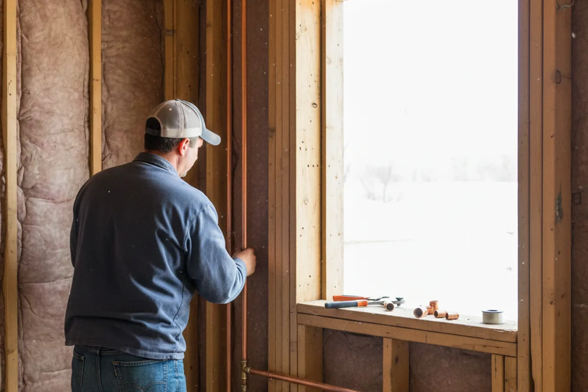 Licensed plumber running new copper supply lines in a Elizabeth City home